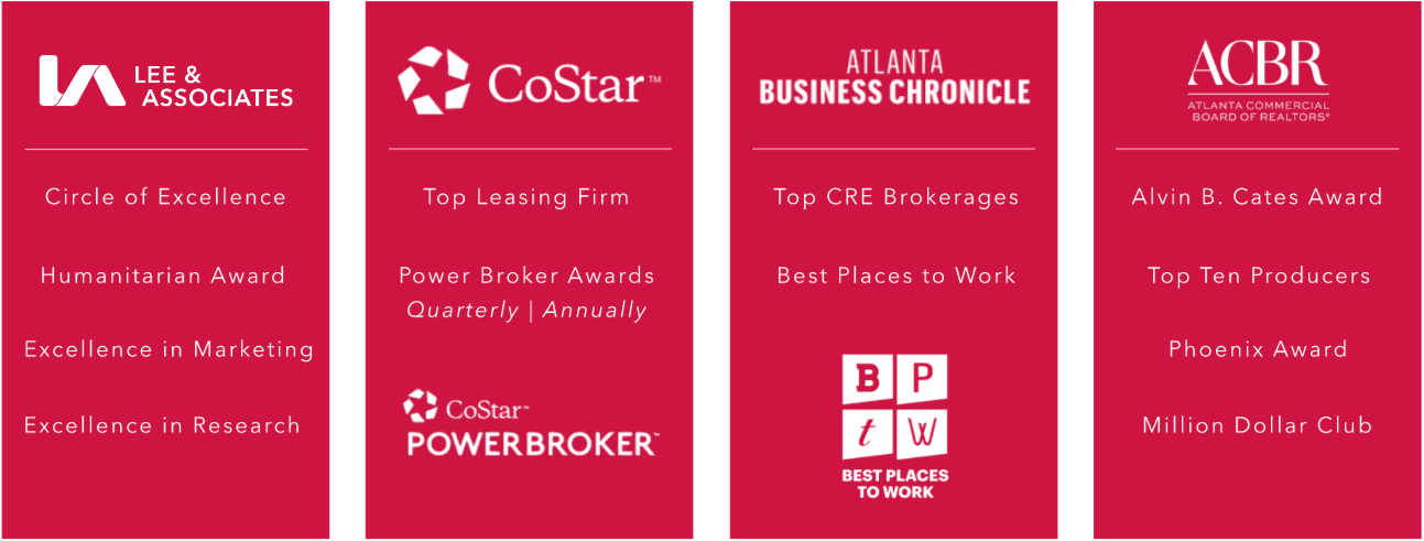 Lee Atlanta, notable achievements: display of logos, Lee & Associates, CoStar, Atlanta Business Chronicle, ACBR