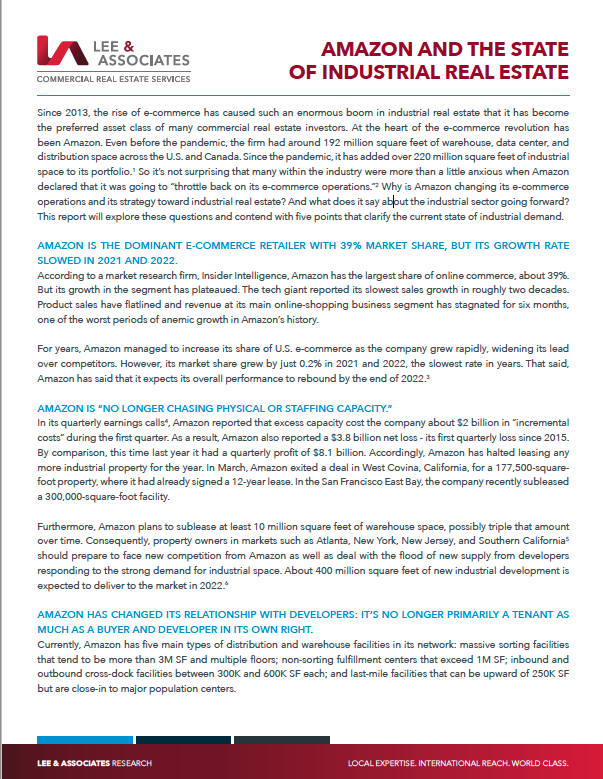 Amazon and the State of Industrial Real Estate Lee & Associates Boston