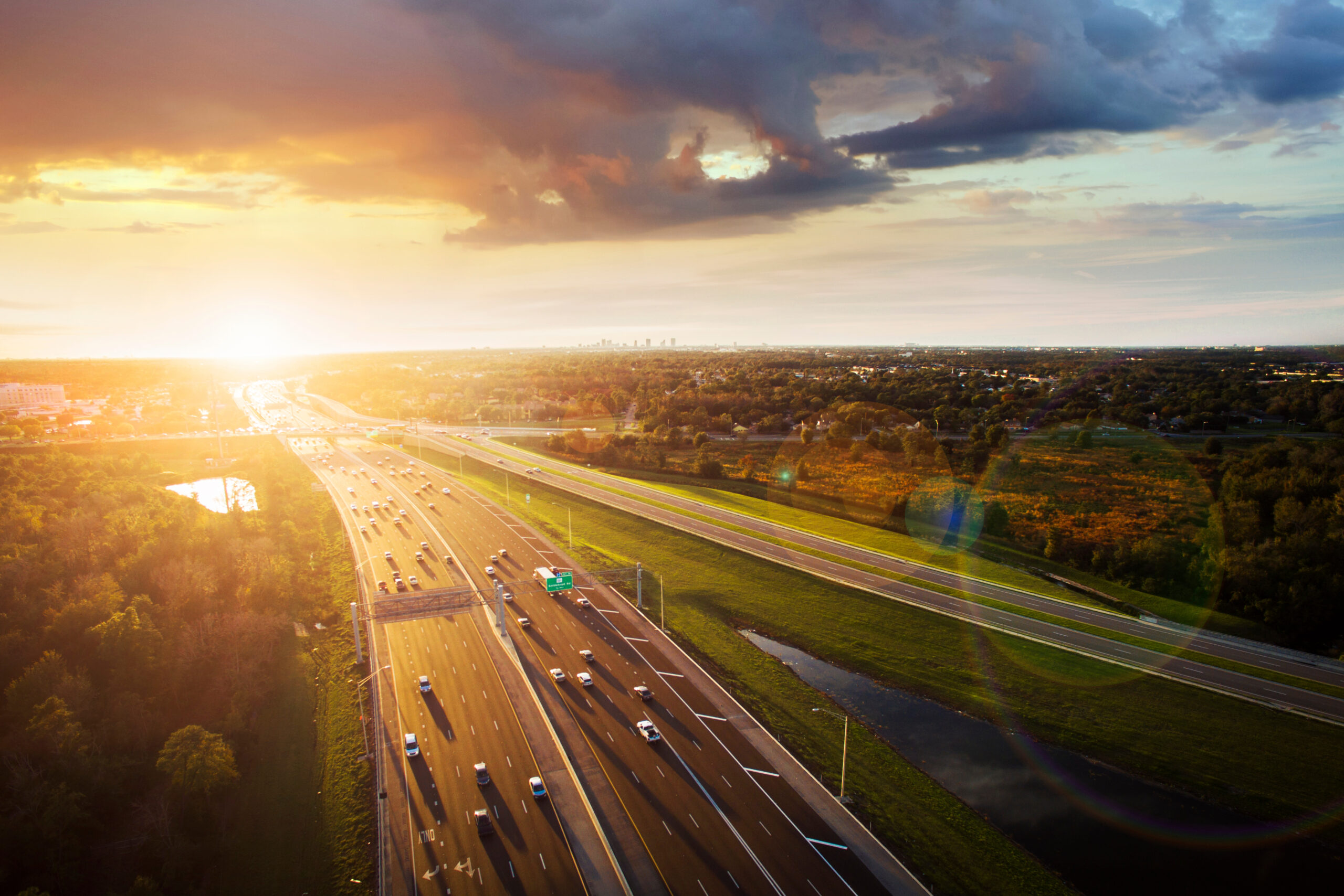 Interstate with Sunset