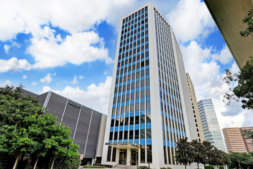 Exterior of 2100 West Loop South office building for lease in the Galleria/Uptown market.