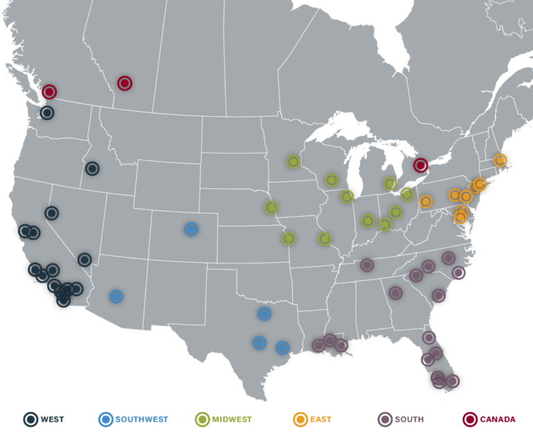 Map of Lee & Associates Offices