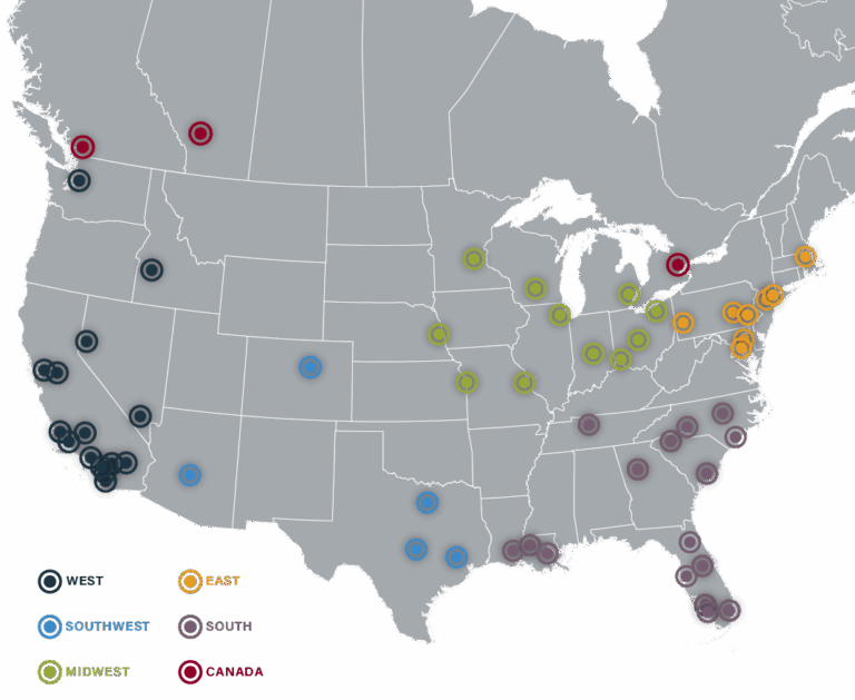 Map of Lee & Associates Offices