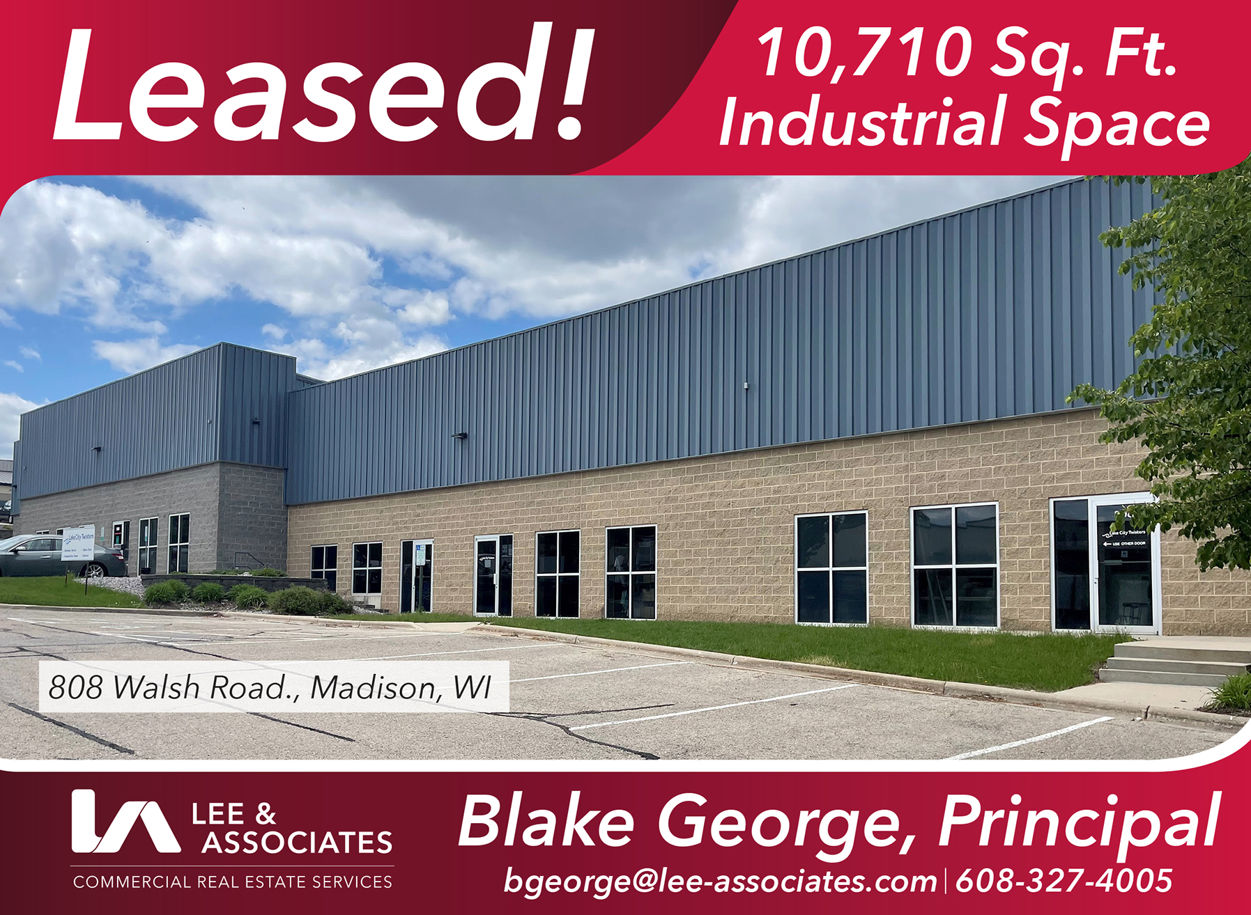 LEASED! 10,710 Sq. Ft. Industrial Space Madison Lee & Associates