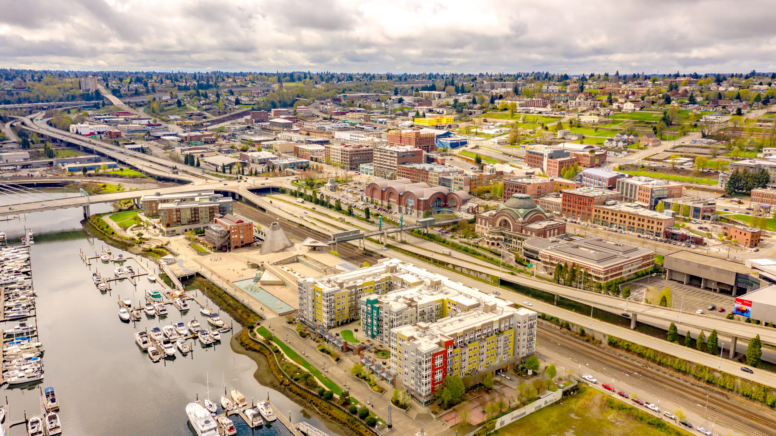 Downtown Tacoma Washington aerial drone photos Tacoma