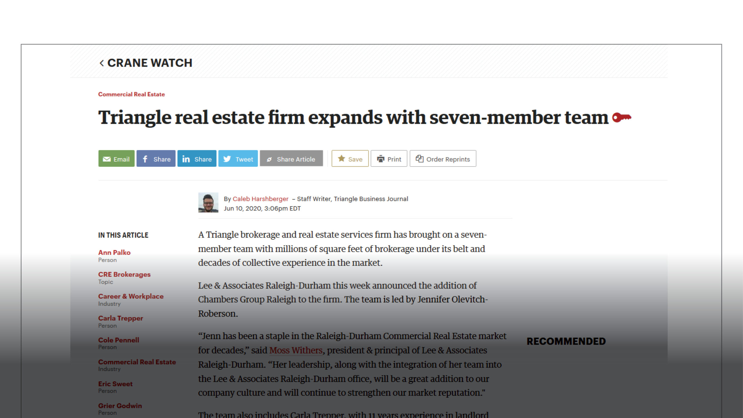 Triangle real estate firm expands with sevenmember team Lee
