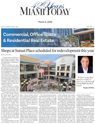 Lee & Associates South Florida Principal, Stephen DeMeo, Discusses Retail Commercial Real Estate Market with Miami Today